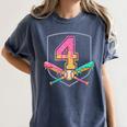 4th Birthday Baseball Bat Ice-Cream Drip 4yrs Old Boys Girls Women's Comfort Colors T-Shirt Moss