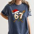 67 Baseball Xmas Lights Santa Hat Holiday Women's Comfort Colors T-Shirt Moss