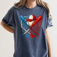 American Baseball Drip Graffiti Ball And Bat Women's Comfort Colors T-Shirt Moss American Baseball Drip Graffiti Ball And Bat Women's Comfort Colors T-Shirt Moss