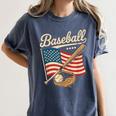 American Flag Baseball Player Bat Fan Catcher Pitcher USA Women's Comfort Colors T-Shirt Moss American Flag Baseball Player Bat Fan Catcher Pitcher USA Women's Comfort Colors T-Shirt Moss