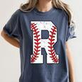 Baseball Alphabet Monogram Initial Letter R Women's Comfort Colors T-Shirt Moss Baseball Alphabet Monogram Initial Letter R Women's Comfort Colors T-Shirt Moss
