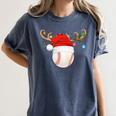 Baseball Christmas Reindeer Santa Hat Sports Player Xmas Women's Comfort Colors T-Shirt Moss Baseball Christmas Reindeer Santa Hat Sports Player Xmas Women's Comfort Colors T-Shirt Moss