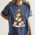 Baseball Christmas Tree Lights Santa Sport Player Lover Xmas Women's Comfort Colors T-Shirt Moss