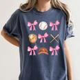 Baseball Coquette Bow Baseball Mama Baseball Mom Premium Women's Comfort Colors T-Shirt Moss