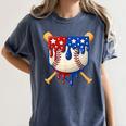 Baseball Drip American Flag Home Plate 4th Of July Patriotic Women's Comfort Colors T-Shirt Moss Baseball Drip American Flag Home Plate 4th Of July Patriotic Women's Comfort Colors T-Shirt Moss