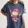Baseball Drip Ice Cream Breast Cancer Awareness Boys & Girls Women's Comfort Colors T-Shirt Moss