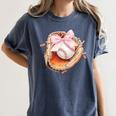 Baseball Drip Ice Cream Coquette Pink Bow Baseball Player Women's Comfort Colors T-Shirt Moss
