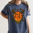 Baseball Drip Ice Cream Dripping Blaze Hunter Orange Camo Women's Comfort Colors T-Shirt Moss