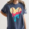 Baseball Drip Melting Ice Cream Baseball Heart Boys Girls Women's Comfort Colors T-Shirt Moss