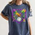 Baseball Ice Cream Drip Boys Mardi Gras Carnival Party Mask Women's Comfort Colors T-Shirt Moss Baseball Ice Cream Drip Boys Mardi Gras Carnival Party Mask Women's Comfort Colors T-Shirt Moss