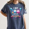 Baseball Ice Cream Drip I Hit 100 Days Of School Boys Kids Women's Comfort Colors T-Shirt Moss