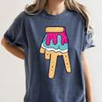 Baseball Ice Cream Drip Home Plate Glove Respect Drip 2 Side Women's Comfort Colors T-Shirt Moss Baseball Ice Cream Drip Home Plate Glove Respect Drip 2 Side Women's Comfort Colors T-Shirt Moss