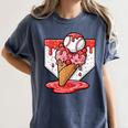 Baseball Ice Cream Drip Baseball Strawberry For Youth Red Women's Comfort Colors T-Shirt Moss Baseball Ice Cream Drip Baseball Strawberry For Youth Red Women's Comfort Colors T-Shirt Moss