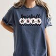 Baseball Mama Retro Groovy Baseball Mom Mother Game Day Women's Comfort Colors T-Shirt Moss