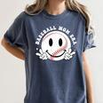 Baseball Mom Era Ball Mom Smile Face Groovy Mother's Day Women's Comfort Colors T-Shirt Moss Baseball Mom Era Ball Mom Smile Face Groovy Mother's Day Women's Comfort Colors T-Shirt Moss