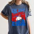 In My Baseball Mom Era Groovy Baseball Mother's Day US Flag Women's Comfort Colors T-Shirt Moss