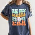 In My Baseball Mom Era Retro Groovy Style Sports Mama Women's Comfort Colors T-Shirt Moss