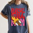 Baseball Mom Game Day Trendy Pink Leopard Mama Women's Comfort Colors T-Shirt Moss
