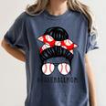 Baseball Mom Leopard Messy Bun Game Day Women's Comfort Colors T-Shirt Moss