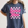 Baseball Mom And Pink Grid Sports Mother Mama Player Women's Comfort Colors T-Shirt Moss