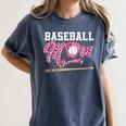 Baseball Mom Pink Ribbon Breast Cancer Awareness Fighters Women's Comfort Colors T-Shirt Moss
