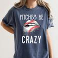 Baseball Mom Pitches Be Crazy Lips Premium Women's Comfort Colors T-Shirt Moss Baseball Mom Pitches Be Crazy Lips Premium Women's Comfort Colors T-Shirt Moss