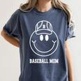 Baseball Mom Smile Face Shirt Varsity Cute Happy Face Women Premium Women's Comfort Colors T-Shirt Moss