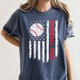 Baseball MOM USA American Flag Patriotic Mama Mother's Day For Women Kids Men Women's Comfort Colors T-Shirt Moss
