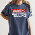 Baseball Mom Warning Uncontrollable Yelling Funny Sign Women's Comfort Colors T-Shirt Moss