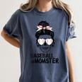 Baseball Momster Messy Bun Skull Mom For Women Halloween Women's Comfort Colors T-Shirt Moss