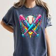 Baseball Player Ice Cream Drip Women's Comfort Colors T-Shirt Moss Baseball Player Ice Cream Drip Women's Comfort Colors T-Shirt Moss