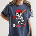 Baseball Skeleton Halloween Playing Women's Comfort Colors T-Shirt Moss Baseball Skeleton Halloween Playing Women's Comfort Colors T-Shirt Moss