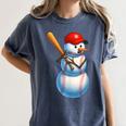 Baseball Snowman Merry Christmas Xmas Pajamas Men Women Kids Women's Comfort Colors T-Shirt Moss Baseball Snowman Merry Christmas Xmas Pajamas Men Women Kids Women's Comfort Colors T-Shirt Moss