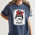 Bleached Tia Life Soccer Messy Bun Baseball Game Day Women's Comfort Colors T-Shirt Moss Bleached Tia Life Soccer Messy Bun Baseball Game Day Women's Comfort Colors T-Shirt Moss