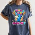 Blue Checkered I Was 6 Now I'm 7 Birthday Cake Baseball Drip Women's Comfort Colors T-Shirt Moss Blue Checkered I Was 6 Now I'm 7 Birthday Cake Baseball Drip Women's Comfort Colors T-Shirt Moss