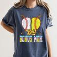 Bonus Mom Of Both Half Baseball Softball Ice Cream Drip Women's Comfort Colors T-Shirt Moss Bonus Mom Of Both Half Baseball Softball Ice Cream Drip Women's Comfort Colors T-Shirt Moss