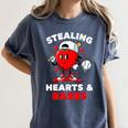 Boys Valentines Baseball Drip Icecream Stealing Hearts Kids Women's Comfort Colors T-Shirt Moss