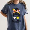 Busy Raising Ballers Softball Messy Bun Baseball Mom Women's Comfort Colors T-Shirt Moss Busy Raising Ballers Softball Messy Bun Baseball Mom Women's Comfort Colors T-Shirt Moss