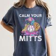 Calm Your Mitts Baseball Ice Cream Drip Crossed Bats Sport Women's Comfort Colors T-Shirt Moss Calm Your Mitts Baseball Ice Cream Drip Crossed Bats Sport Women's Comfort Colors T-Shirt Moss