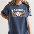 Catcher Mom Baseball Mom Leopard Game Day Women's Comfort Colors T-Shirt Moss Catcher Mom Baseball Mom Leopard Game Day Women's Comfort Colors T-Shirt Moss