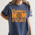 Catcher's Mom And Not Afraid Leopard Baseball Mom Women's Comfort Colors T-Shirt Moss Catcher's Mom And Not Afraid Leopard Baseball Mom Women's Comfort Colors T-Shirt Moss
