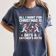 Christmas Baseball Bats Catcher Mitts Holiday Tee Women's Comfort Colors T-Shirt Moss Christmas Baseball Bats Catcher Mitts Holiday Tee Women's Comfort Colors T-Shirt Moss