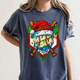 Christmas Baseball Ice Cream Drip Santa Baseball Player Kids Women's Comfort Colors T-Shirt Moss