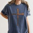 Cross Baseball Bats Christian Faith Sports Coach Pitcher Women's Comfort Colors T-Shirt Moss Cross Baseball Bats Christian Faith Sports Coach Pitcher Women's Comfort Colors T-Shirt Moss