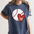 Custom Baseball Mom Number 10 Heart For Mom Mommy Women's Comfort Colors T-Shirt Moss