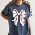 Cute Baseball Coquette Bow For Women Girls Baseball Mama Mom Women's Comfort Colors T-Shirt Moss