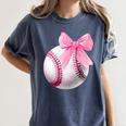 Cute Coquette Baseball Pink Bow Player & Fan Girls Women's Comfort Colors T-Shirt Moss Cute Coquette Baseball Pink Bow Player & Fan Girls Women's Comfort Colors T-Shirt Moss