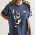 Cute Kitten Playing Baseball Hitter Bat Cool Baseball Cat Women's Comfort Colors T-Shirt Moss