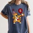 Dabbing Cool Cat Baseball 5th Birthday Women's Comfort Colors T-Shirt Moss