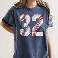 Distressed Baseball Number 32 Jersey Uniform Player Fan Women's Comfort Colors T-Shirt Moss Distressed Baseball Number 32 Jersey Uniform Player Fan Women's Comfort Colors T-Shirt Moss